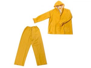Kišno odijelo žuto od PVC-a u dva dijela, hlače i kaput s kapuljačom